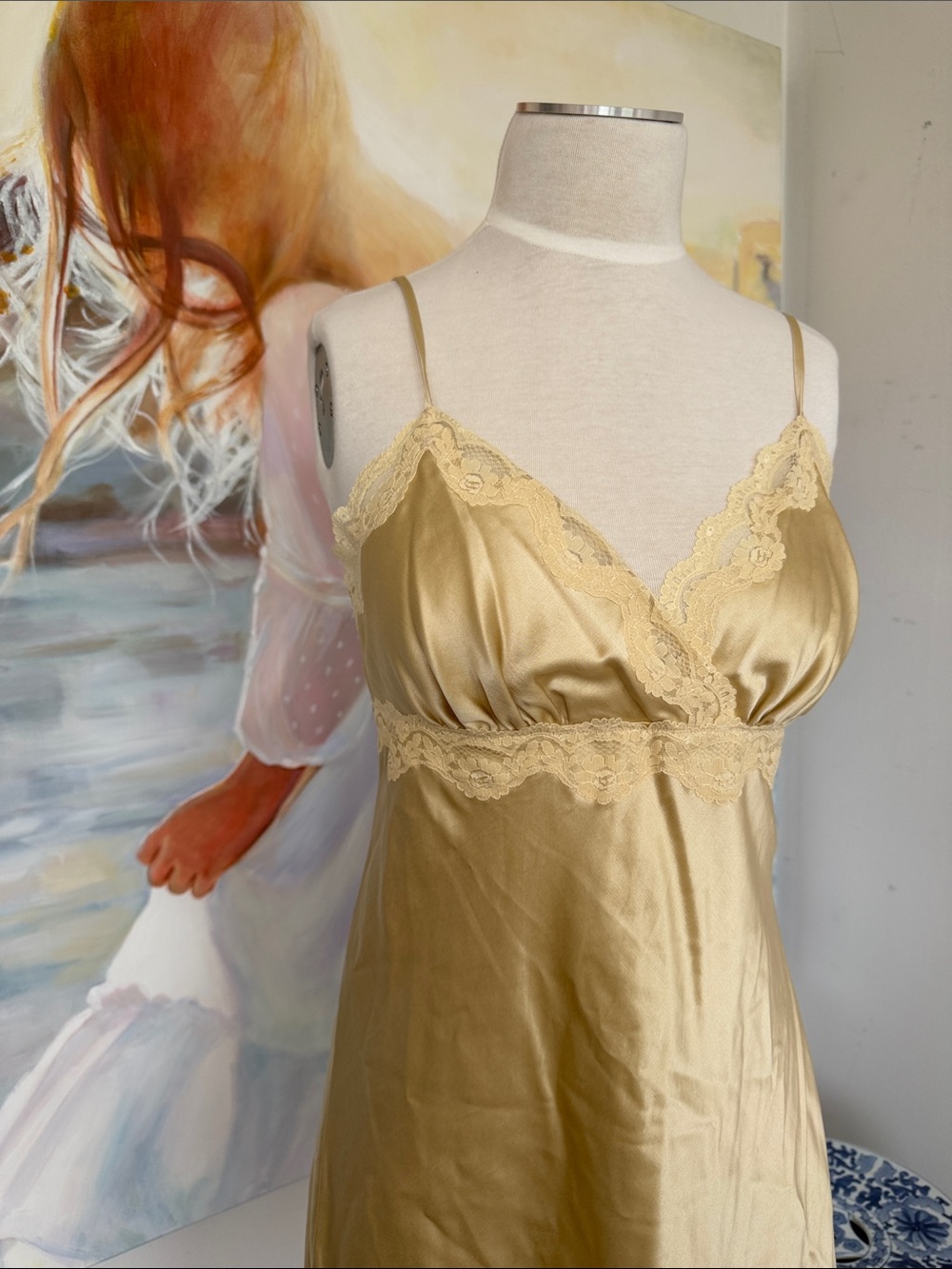 The Limited Satin Lace Trim Dress or Slip - Gold
